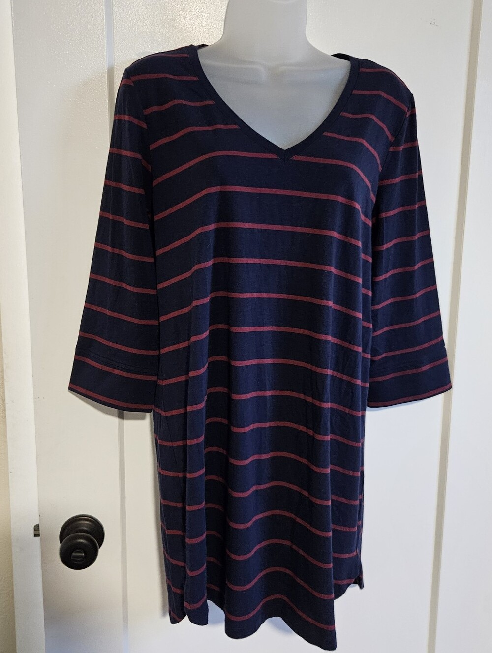 Lole V Neck T-Shirt Dress Navy And Red